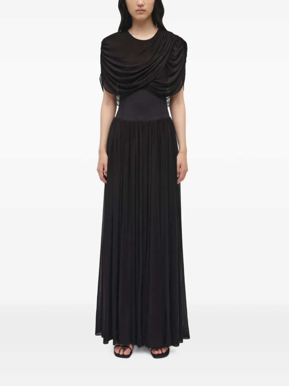 SIMKHAI Nancie gedrapeerde jersey maxi-avondjurk Zwart