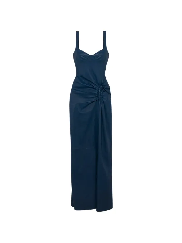 blue simkhai dress Lyle Draped Leather Maxi | Color:NOCTURNAL Measurements from size S pdp_wrtd-berr-blac Ameesha Patel | Ameesha