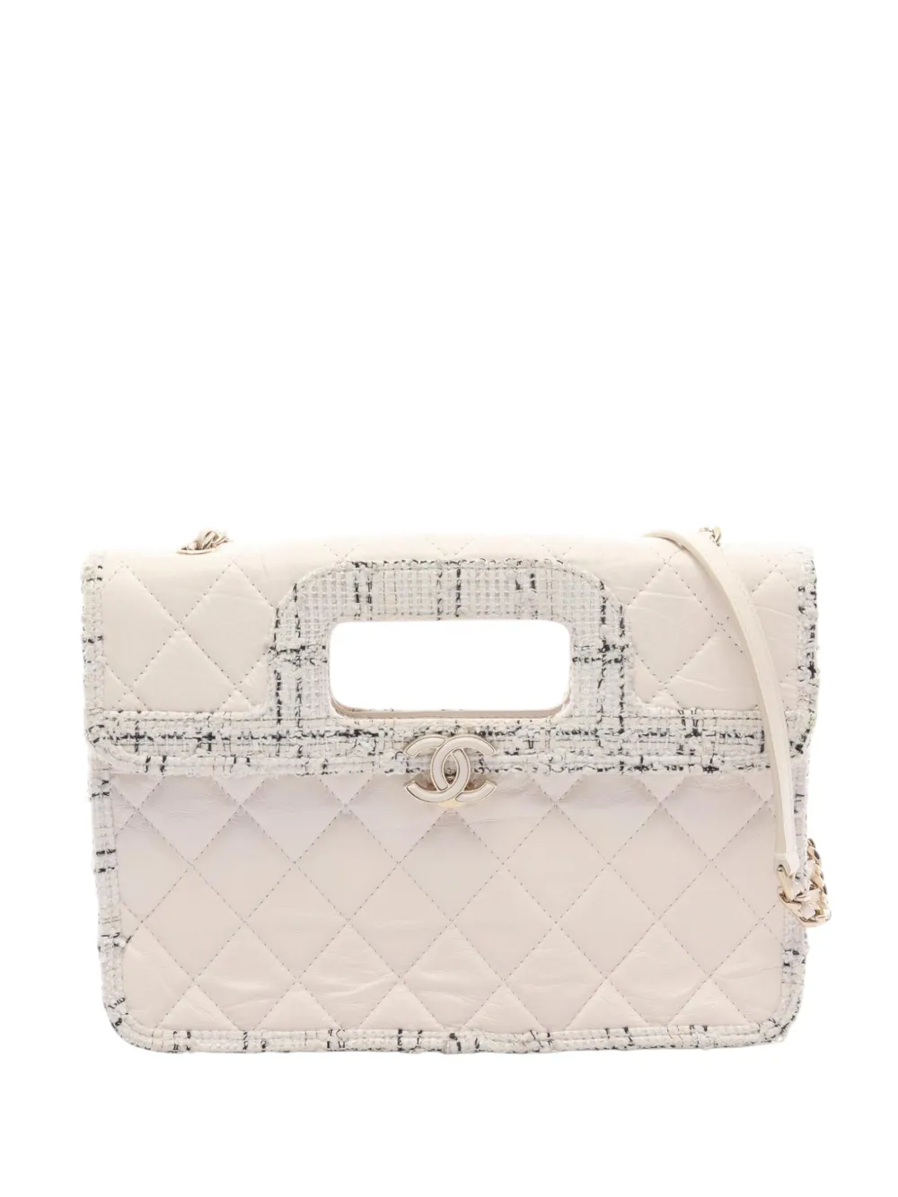 CHANEL Pre-Owned 2019 Small Quilted Lambskin and Tweed Shopping Tote satchel - Toni neutri