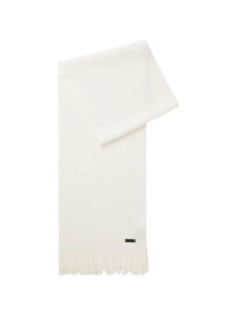 BOSS knitted scarf in virgin wool with logo-detail