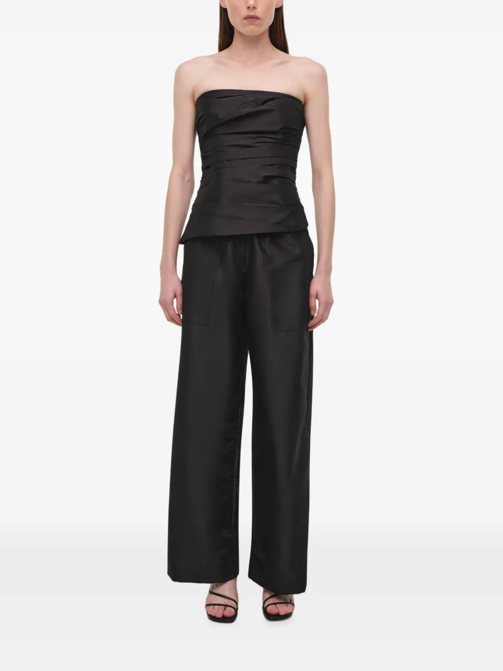 SIMKHAI Emerson bustier top met ruches Zwart