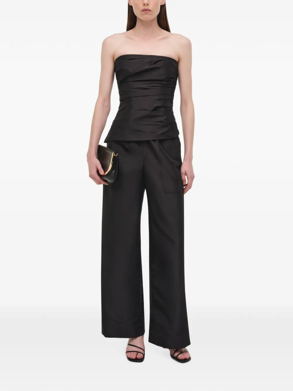SIMKHAI Emerson bustier top met ruches Zwart