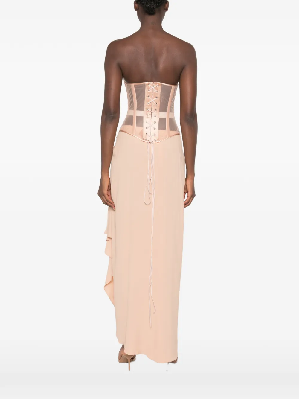 Mugler Doorzichtig korset met veters Beige