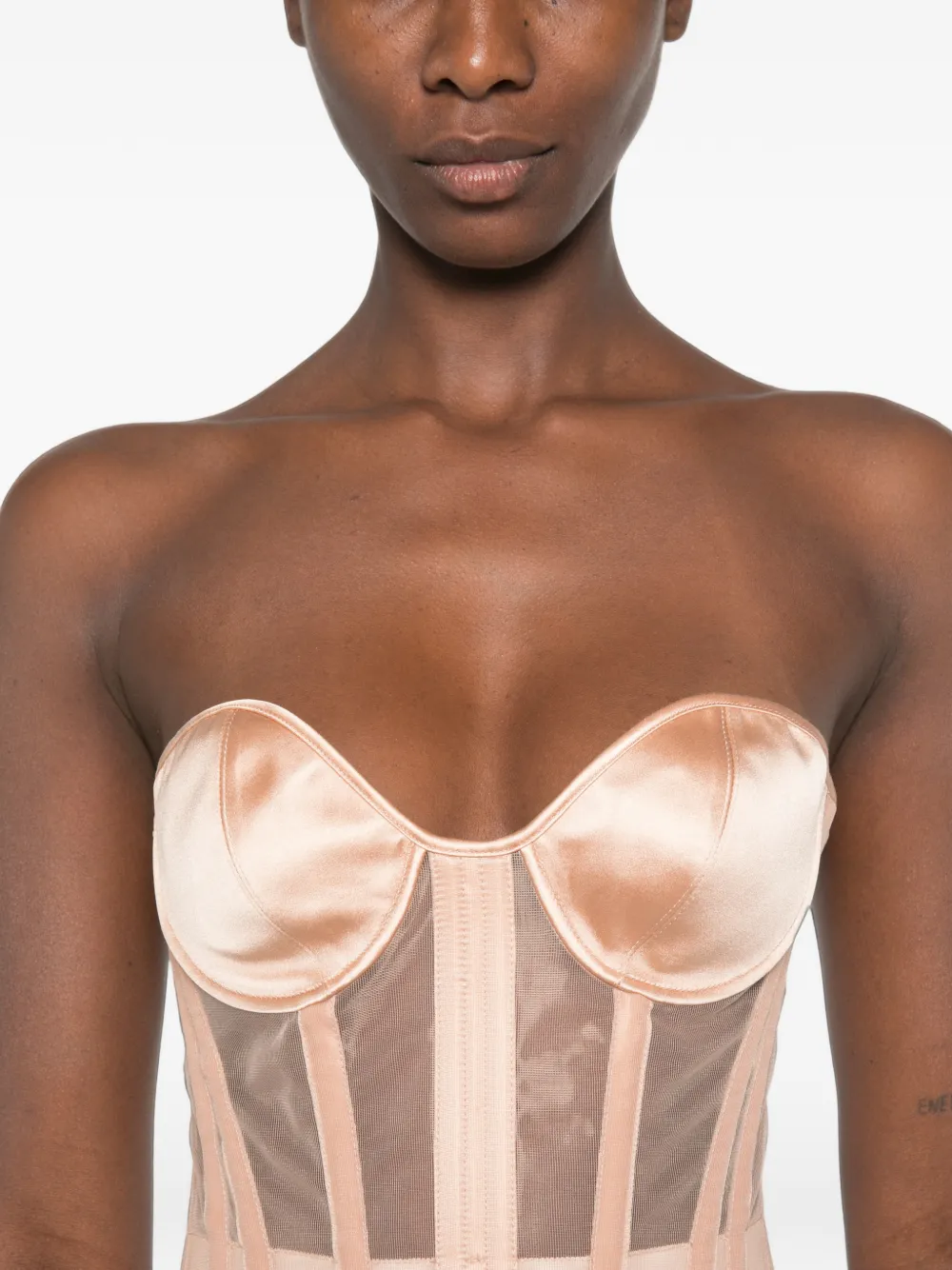 Mugler Doorzichtig korset met veters Beige