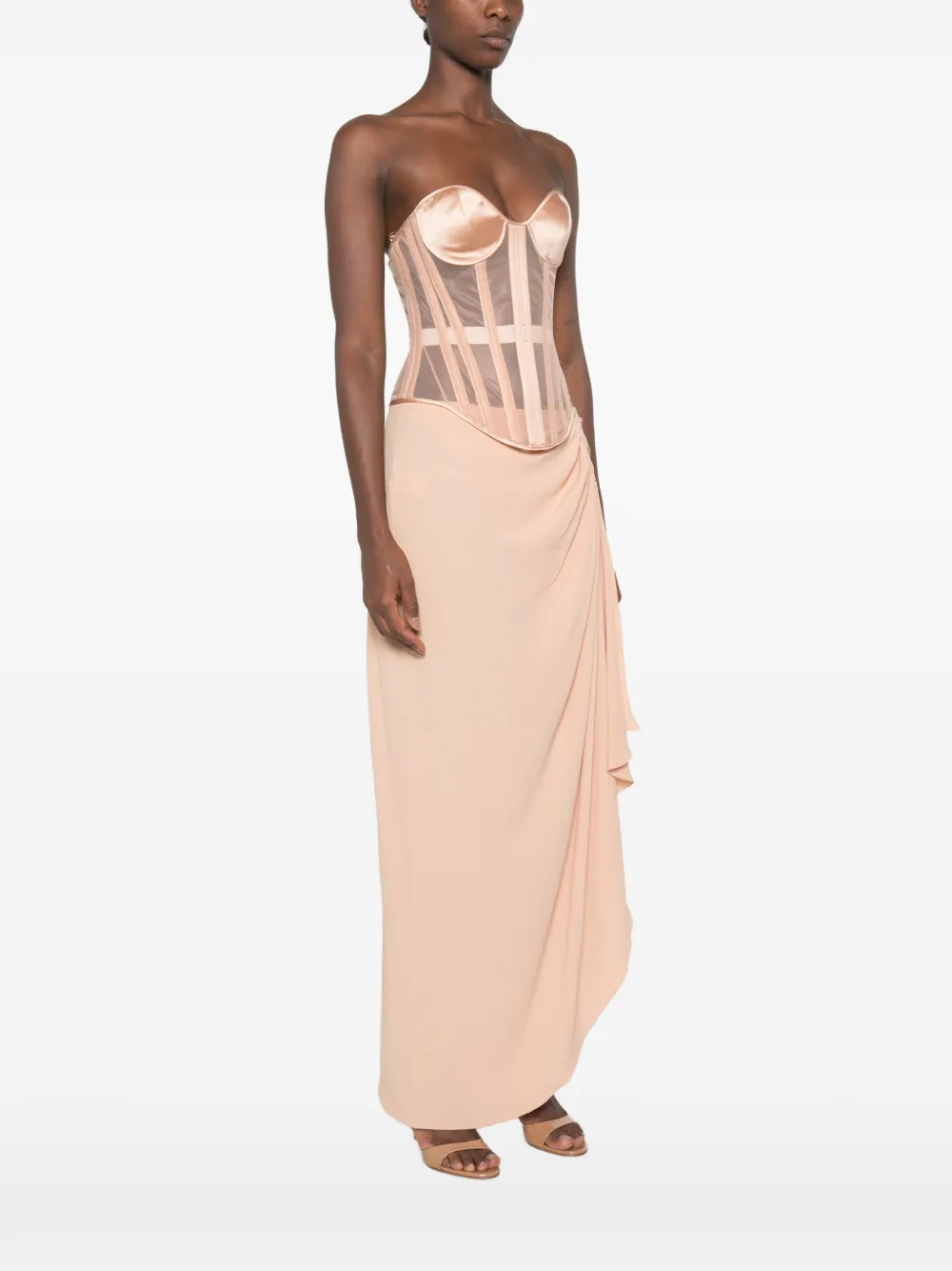 Mugler Doorzichtig korset met veters Beige