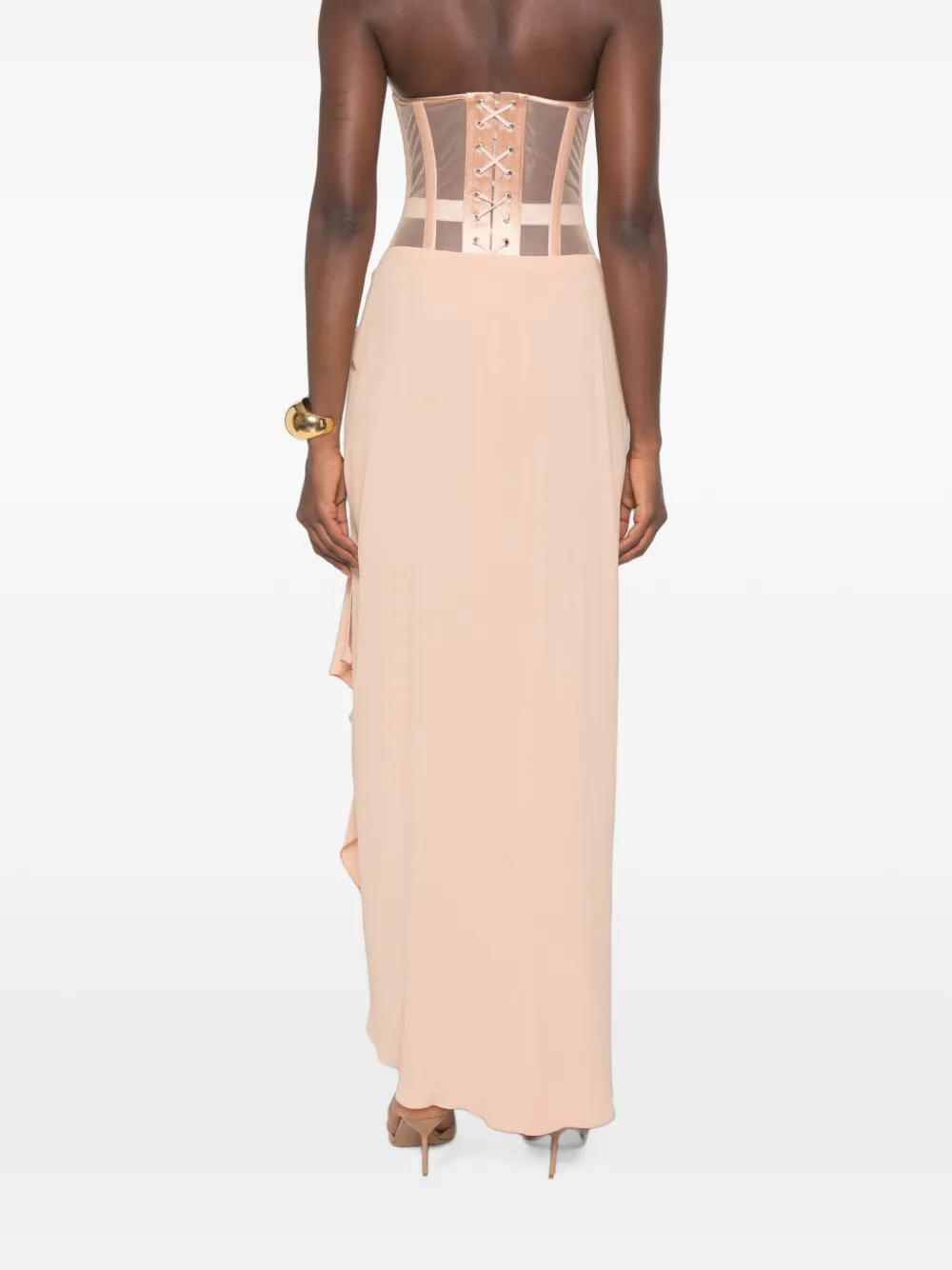 Mugler Gedrapeerde rok met knoopdetail Beige