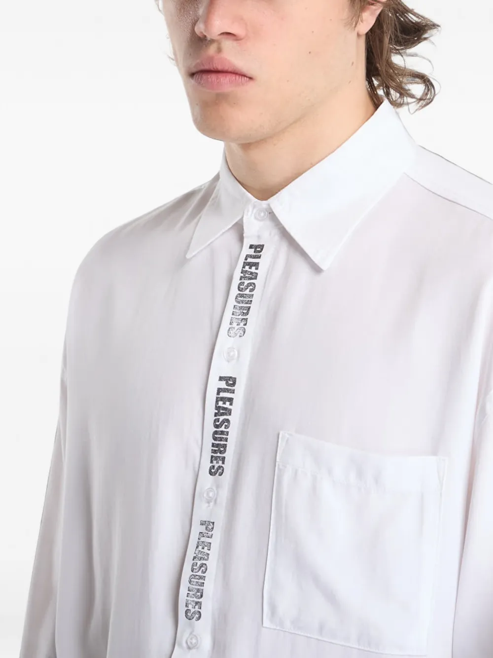 Pleasures Impact overhemd met logoprint Wit