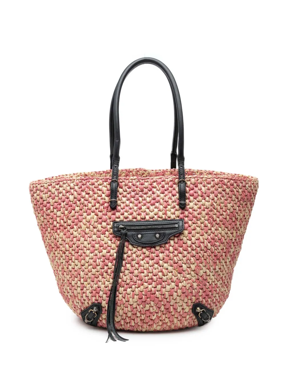 Balenciaga Pre-Owned 2018-2026 Raffia Motocross Classic Panier Basket tote bag - Rosa