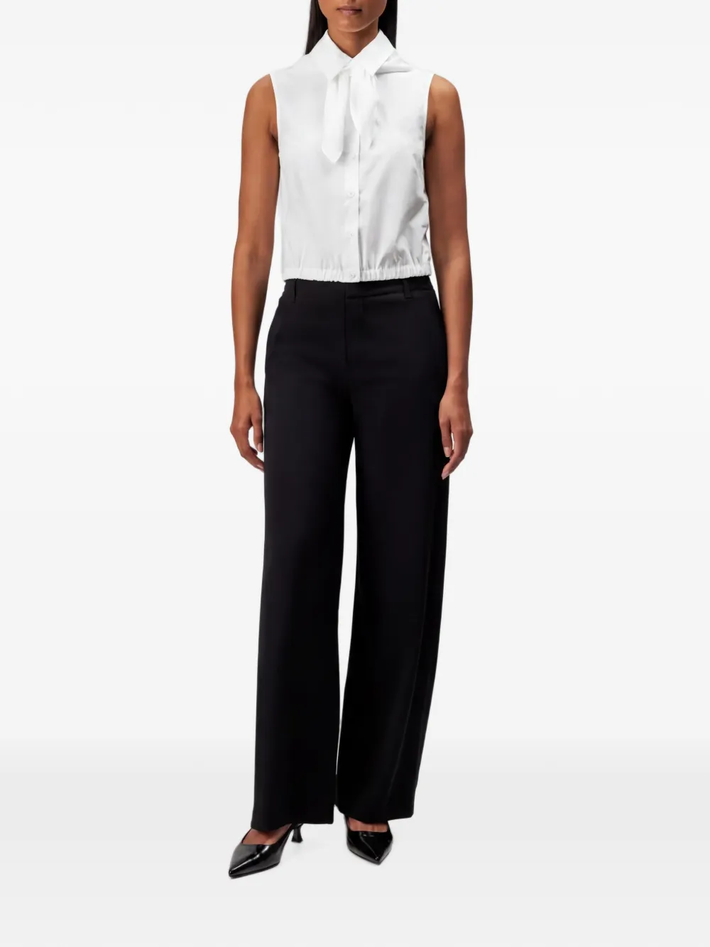 Drykorn Tiriel mouwloze blouse met gestrikte hals Wit