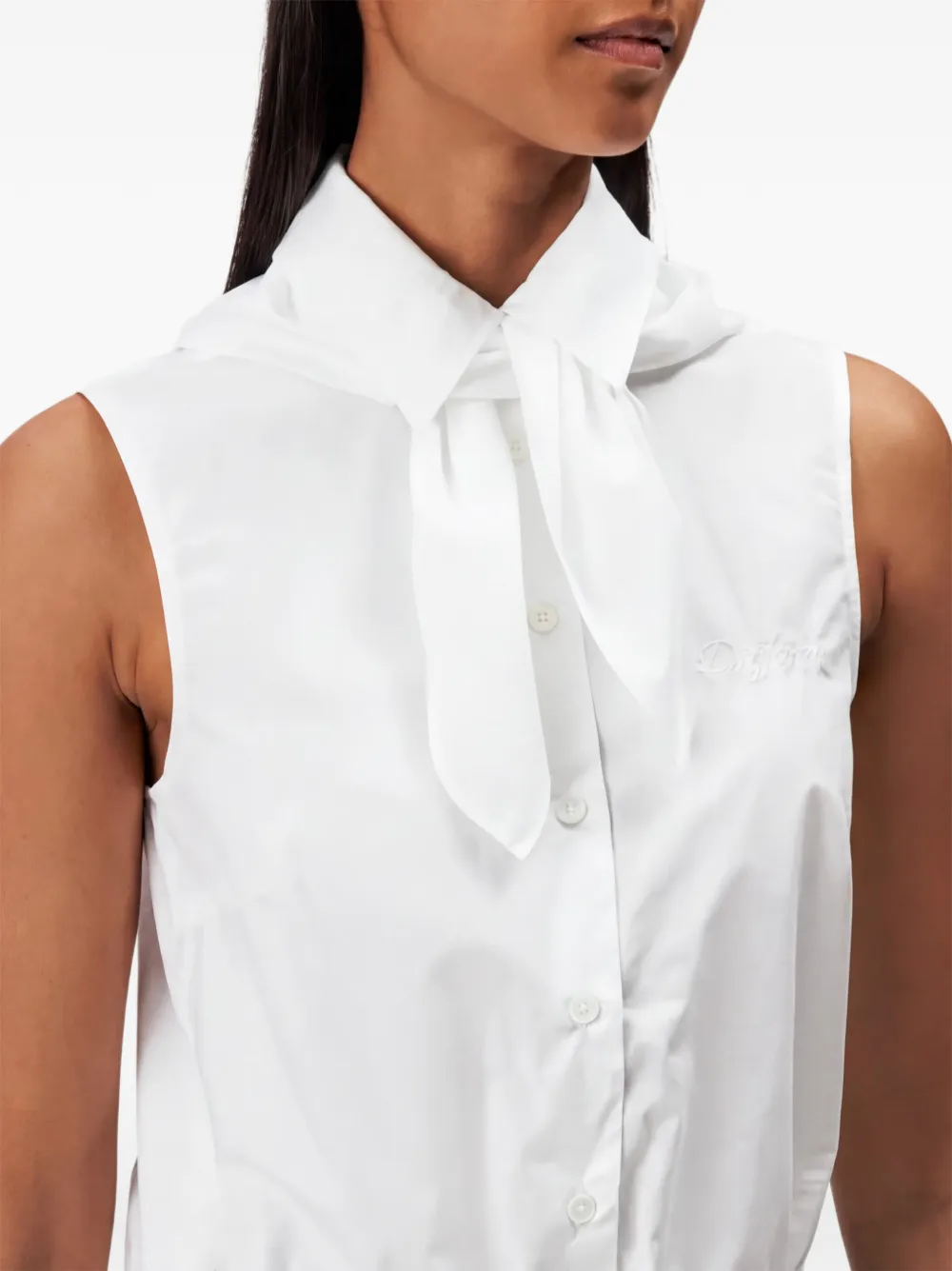 Drykorn Tiriel mouwloze blouse met gestrikte hals Wit