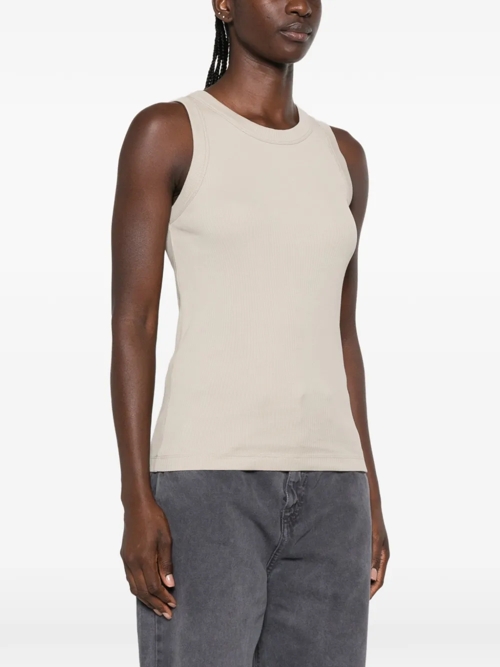 Drykorn Ribgebreide tanktop Beige