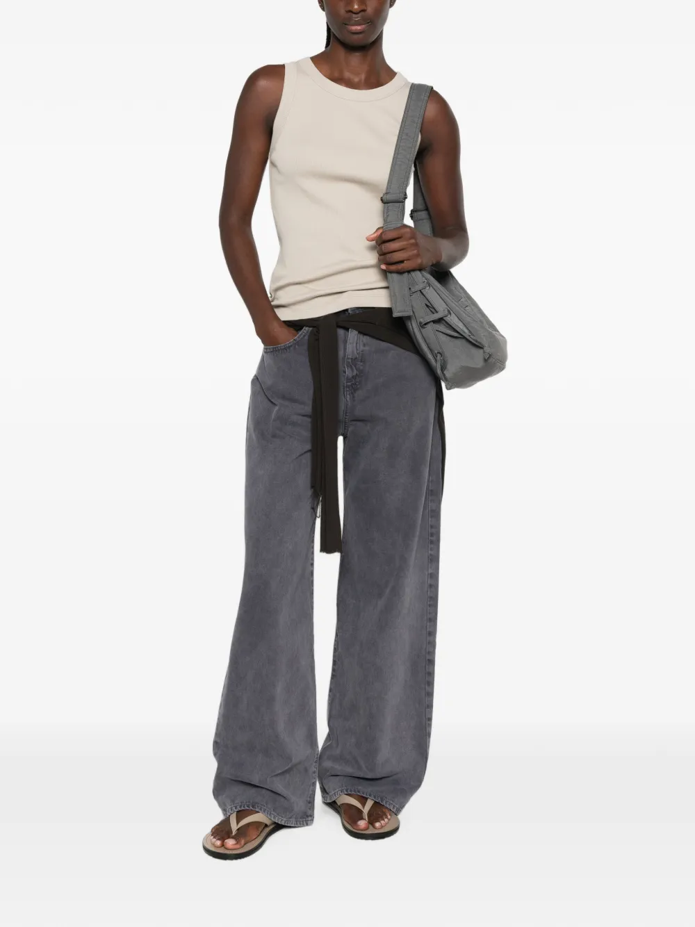 Drykorn Ribgebreide tanktop Beige