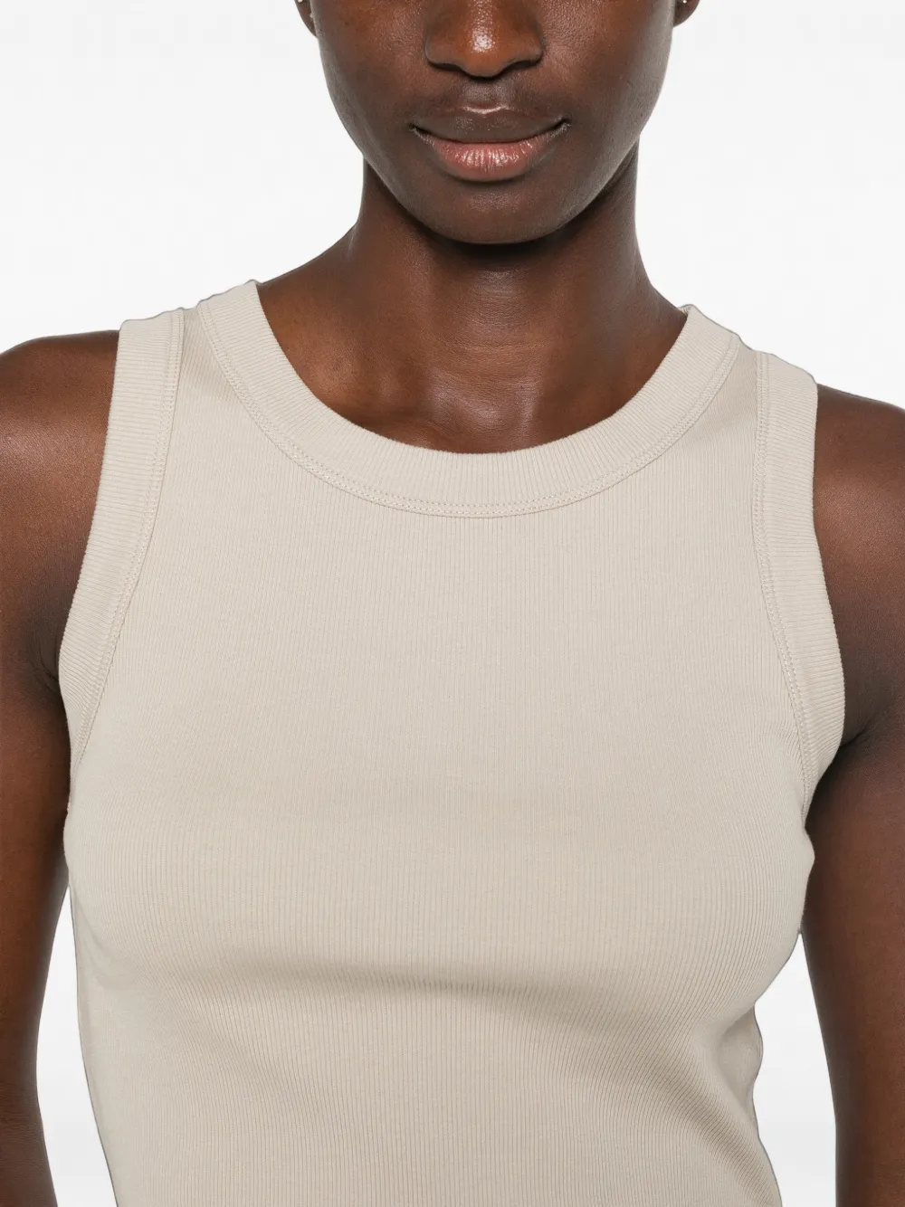 Drykorn Ribgebreide tanktop Beige