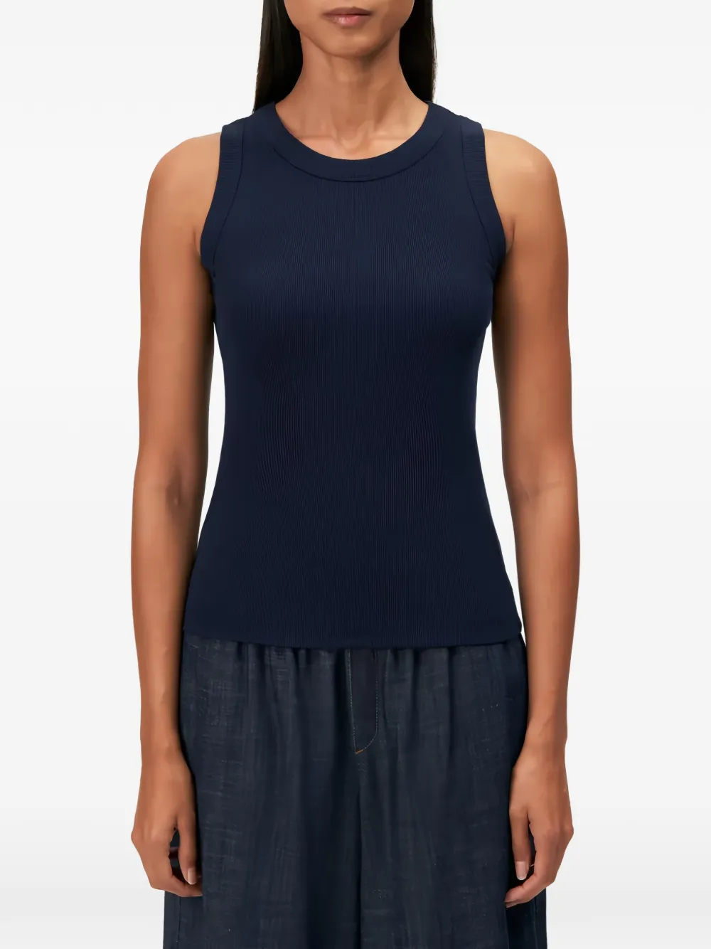 Drykorn Olina ribgebreide tanktop Blauw
