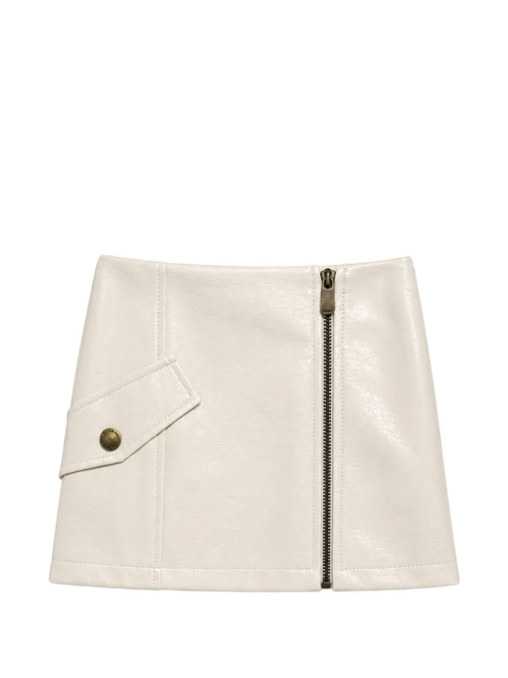 Pinko Kids zip-up textured-finish skirt - Toni neutri