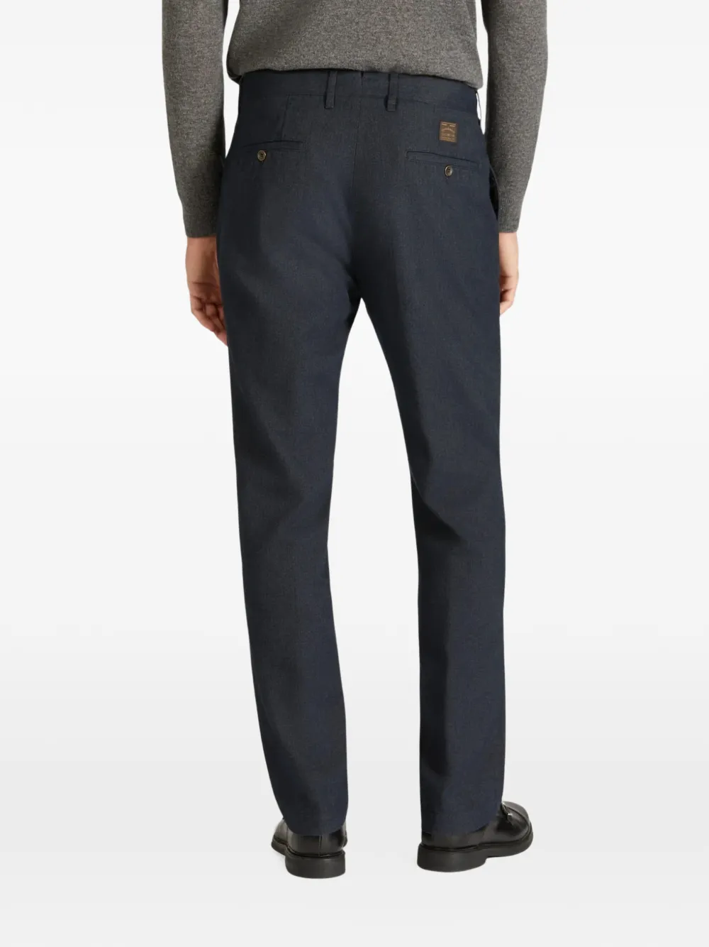 Incotex logo-patch straight-leg trousers Blauw