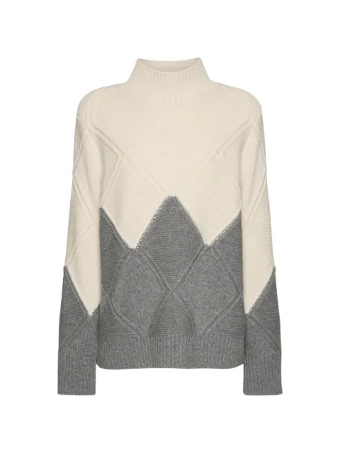 ELENA MIRÒ argyle-knit high-neck sweater