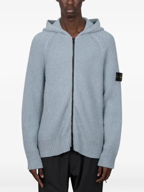 Stone Island 5100005 full rib cotton bouclé hooded zip-up jumper