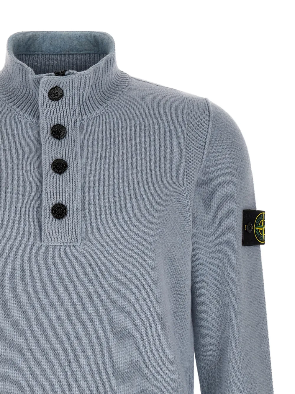 Stone Island 5100005 geribbelde katoenen bouclé trui met capuchon en rits Grijs