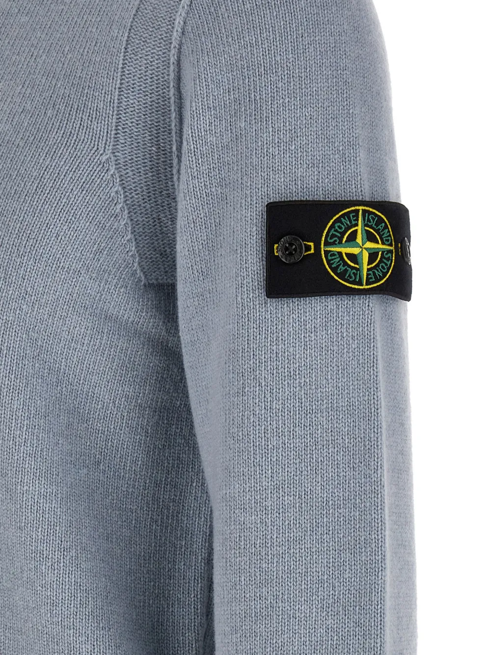 Stone Island 5100005 geribbelde katoenen bouclé trui met capuchon en rits Grijs