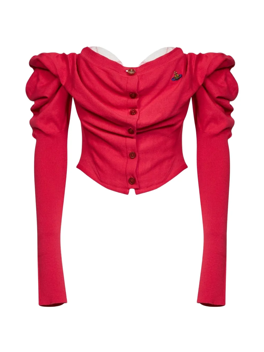 Vivienne Westwood off-shoulder Orb-embroidered sweater - Rosso