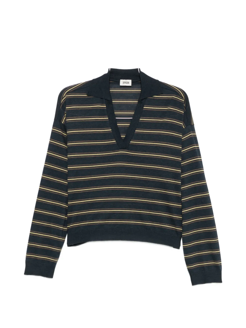 Drykorn striped v-neck top - Blau