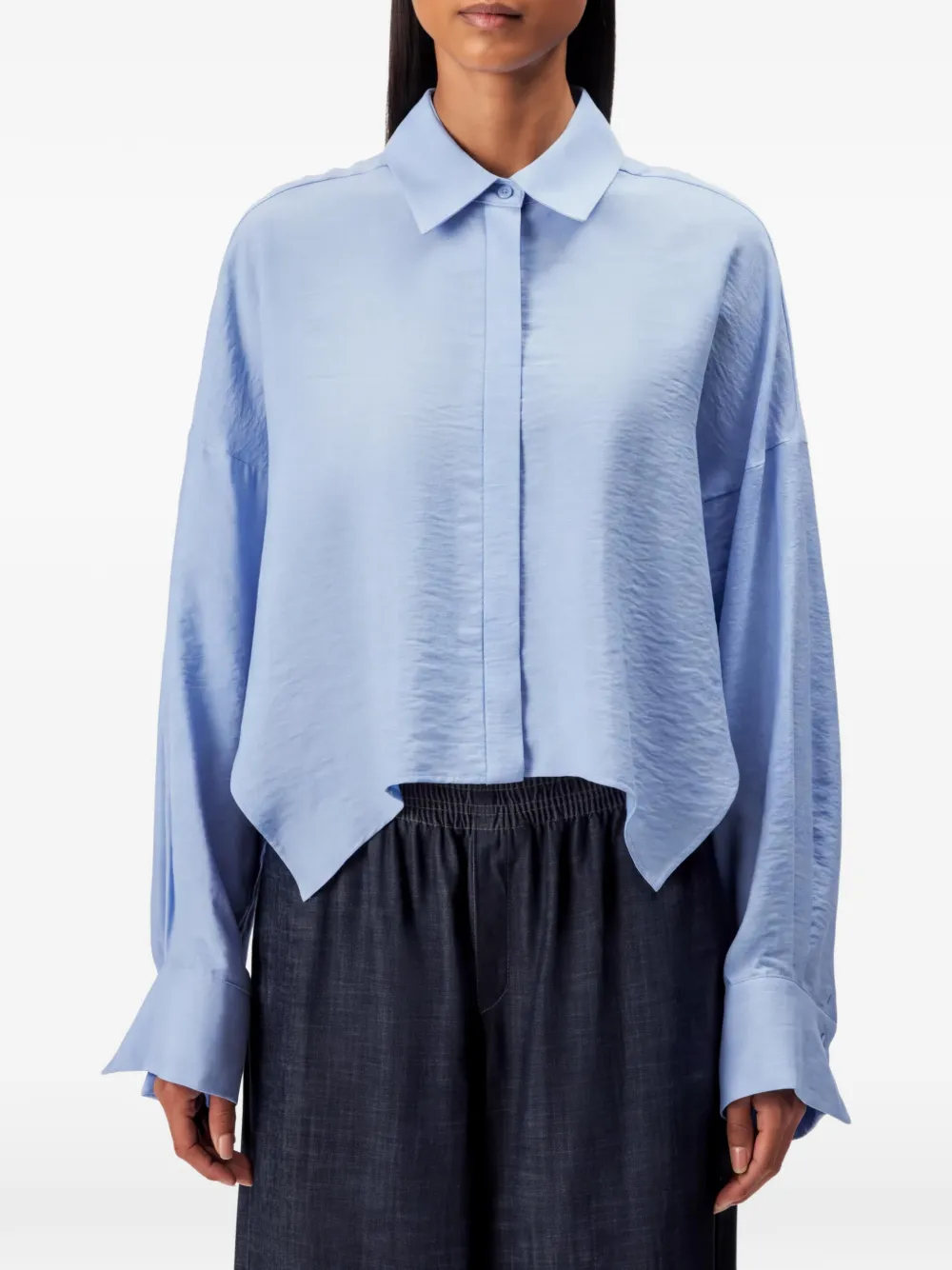 Drykorn Oshia blouse met asymmetrische zoom Blauw