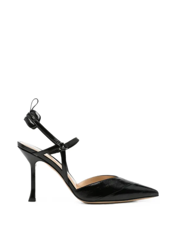 Fendi Very Colibri Hagfish Leather High-heeled Slingbacks in Black