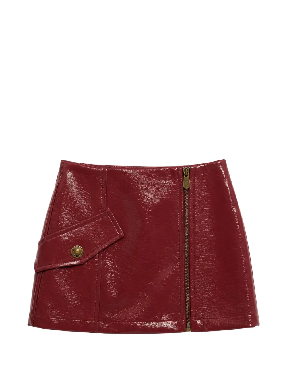 Pinko Kids crinkled-finish zip-fastening skirt - Rosso