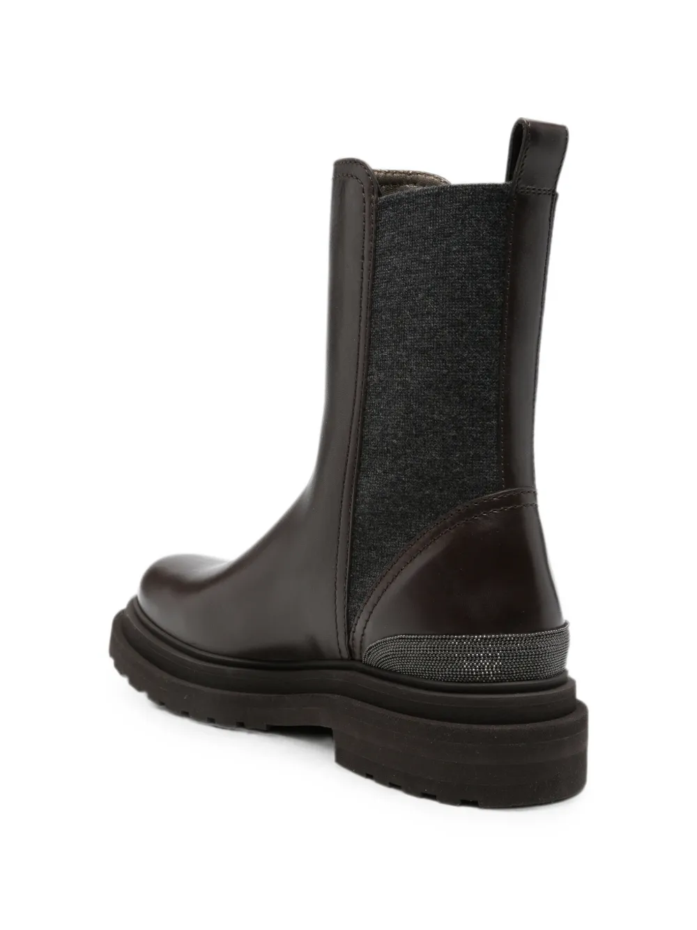 Brunello Cucinelli Monili-embellished leather ankle boots Bruin