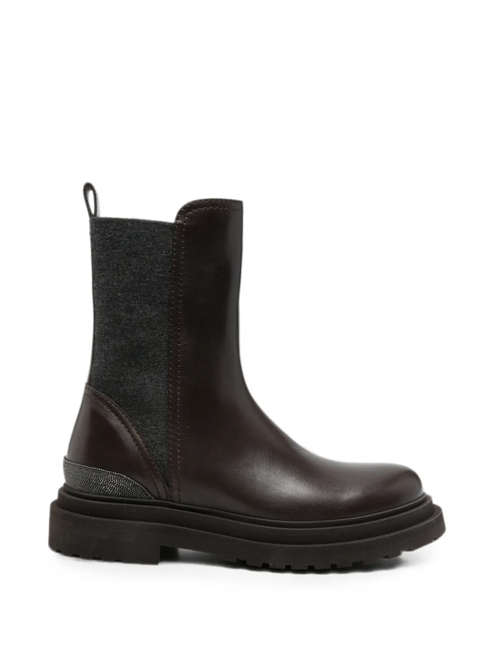 Brunello Cucinelli Monili-embellished leather ankle boots Bruin