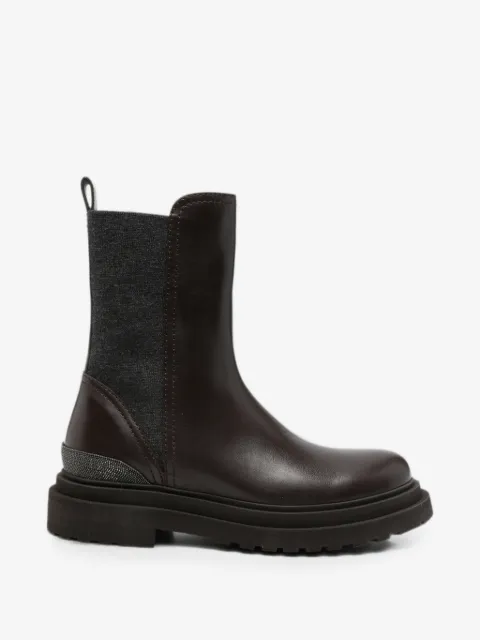 Brunello Cucinelli Monili-embellished leather ankle boots