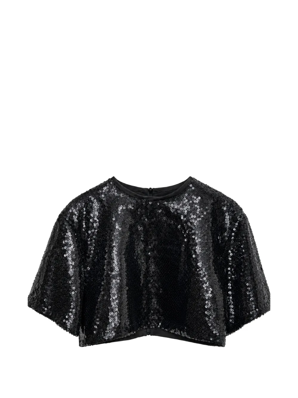 Pinko Kids sequin-embellished cropped T-shirt - Nero