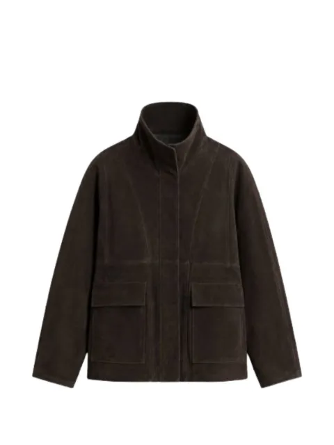 Nour Hammour high-collar leather jacket