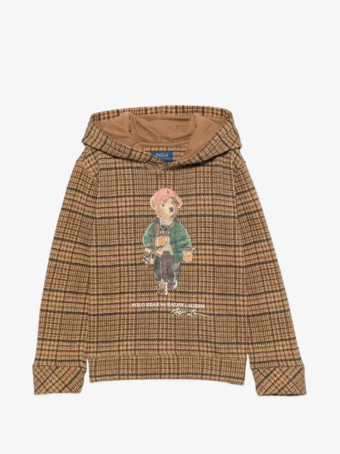 POLO RALPH LAUREN KIDS Polo Bear check-pattern hoodie