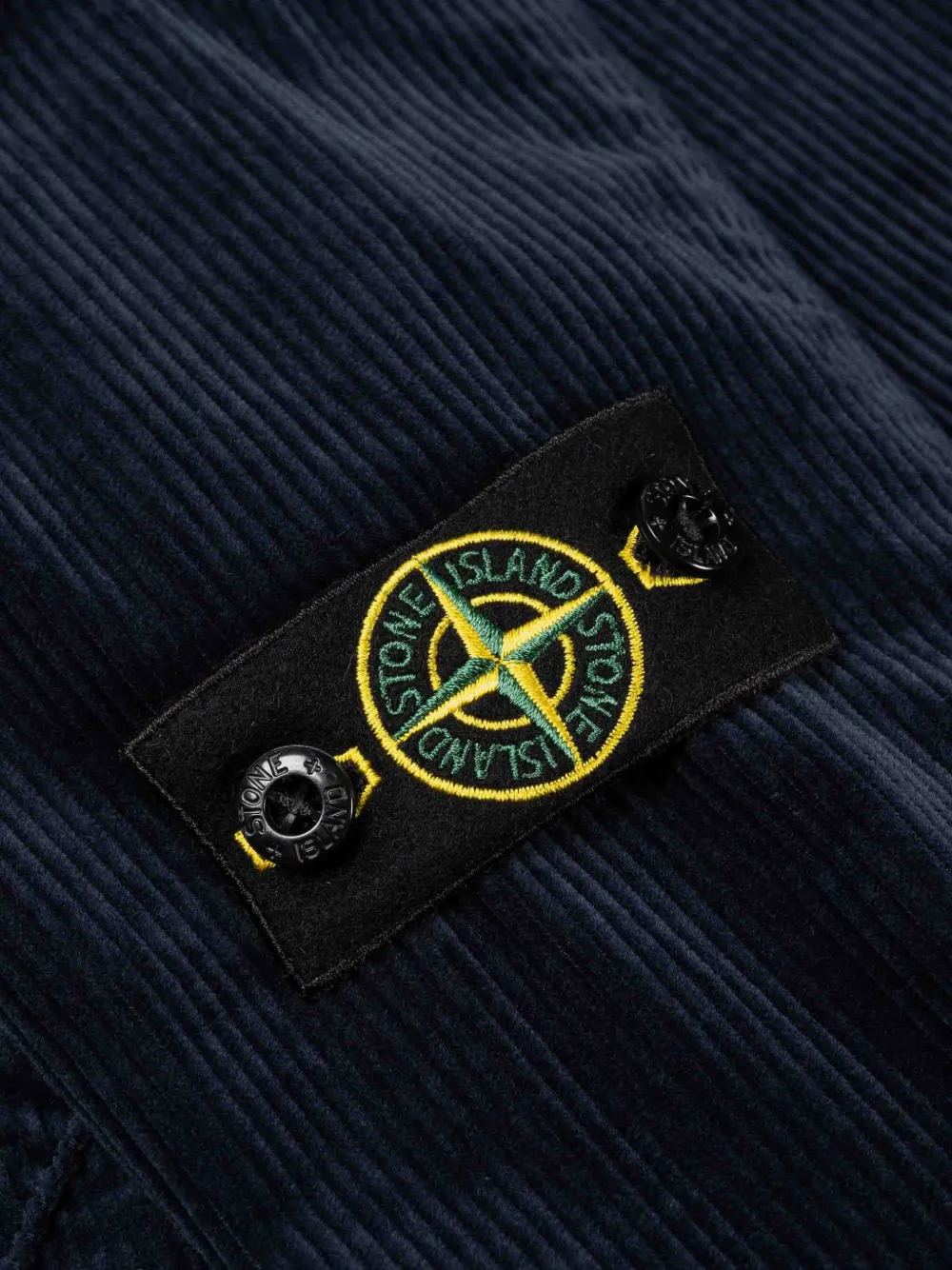 Stone Island Junior Ribfluwelen bomberjack met logopatch Blauw