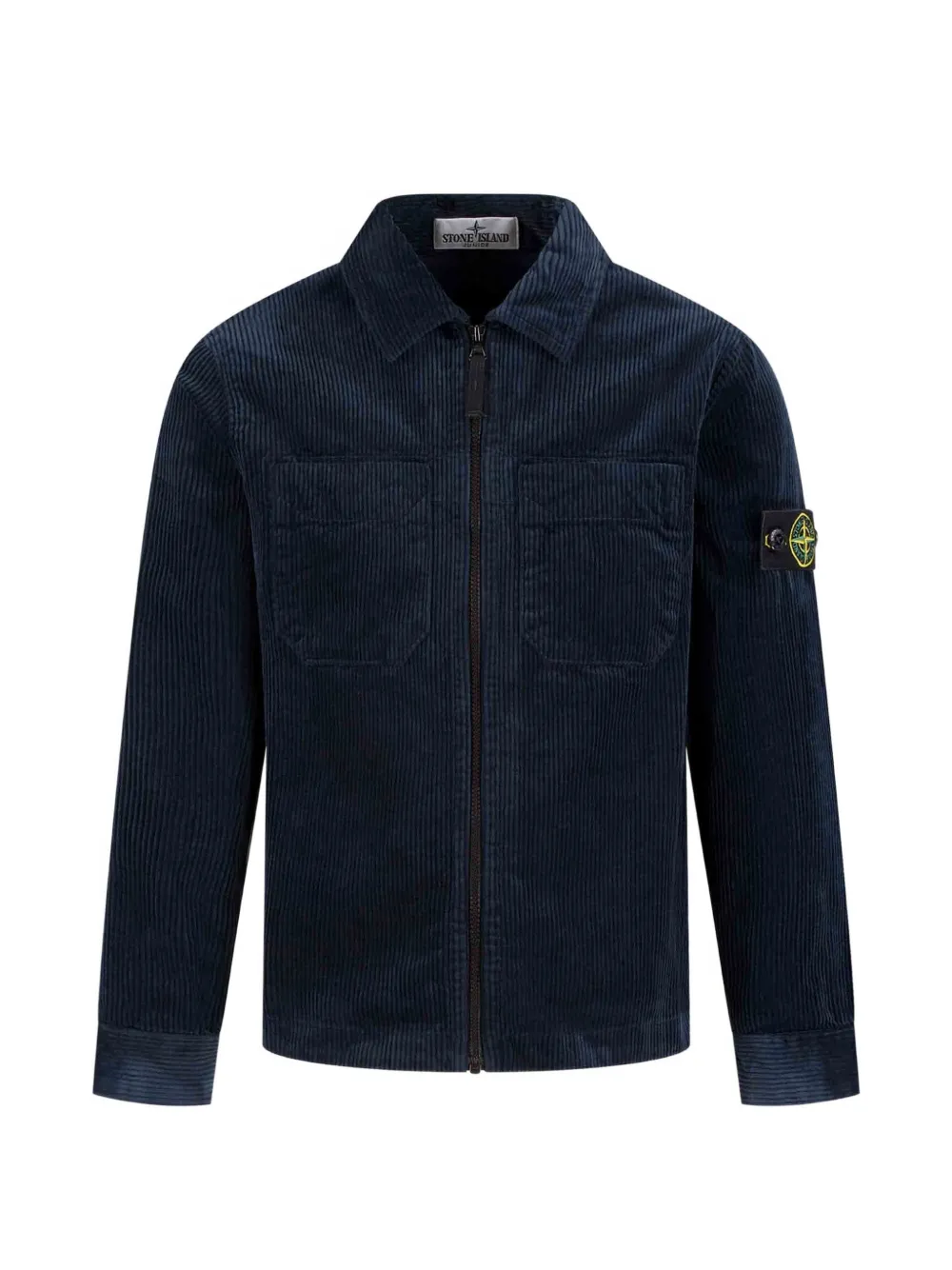 Stone Island Junior corduroy logo-patch bomber jacket - Blu