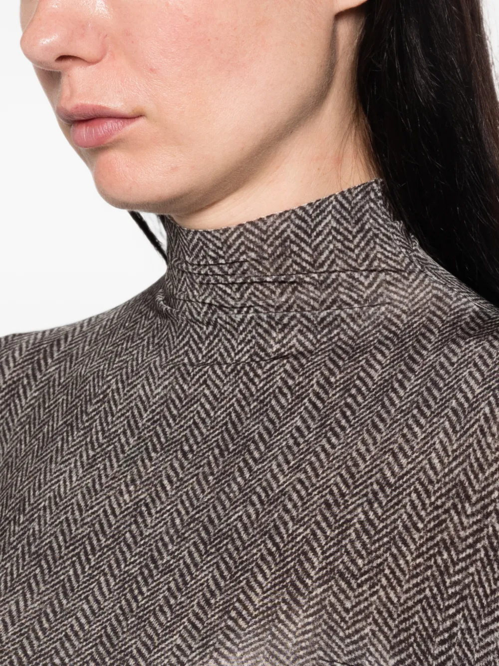 Maison Margiela herringbone-print high-neck T-shirt Grijs