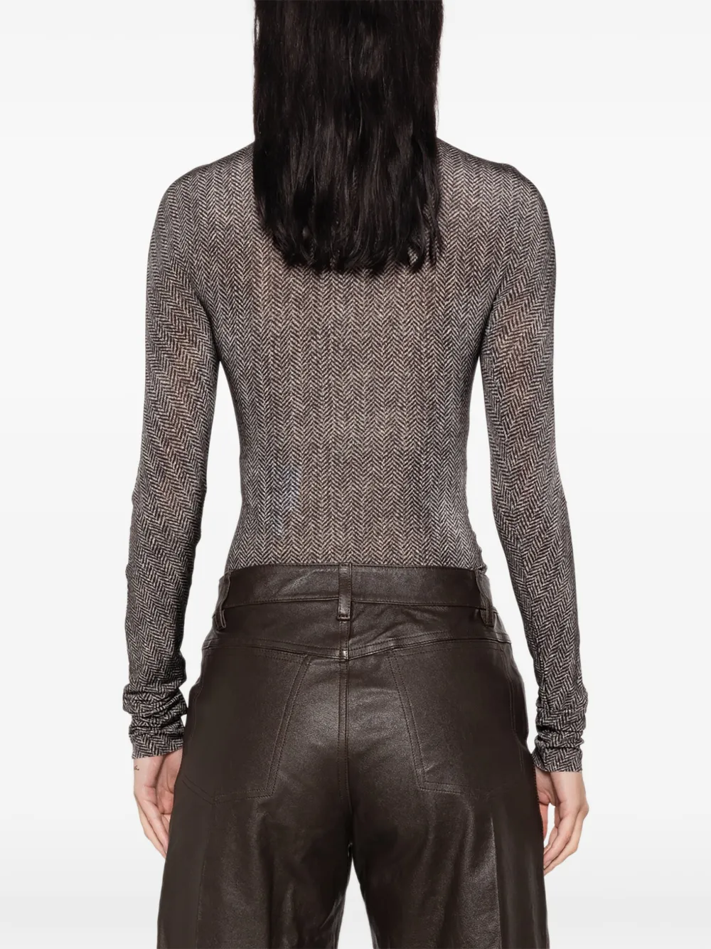 Maison Margiela herringbone-print high-neck T-shirt Grijs