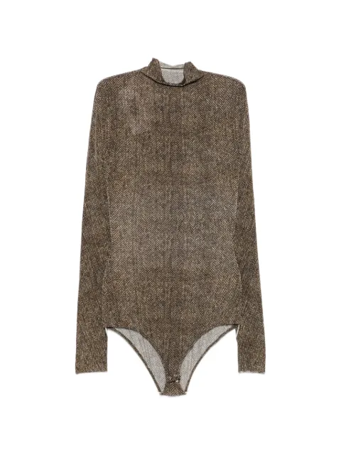 Maison Margiela herringbone-print high-neck top