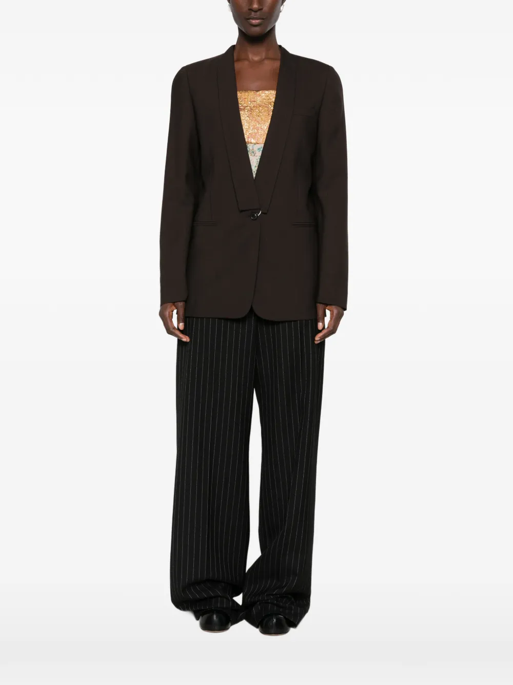 Maison Margiela Kraagloos jack met vier stiksels Bruin
