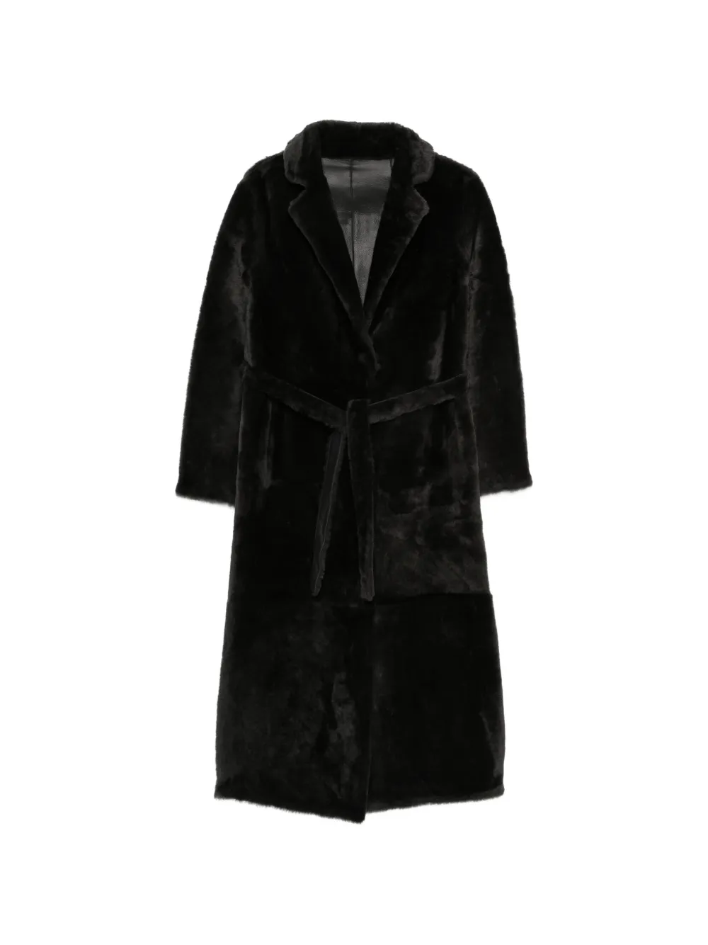 Yves Salomon belted shearling coat - Nero