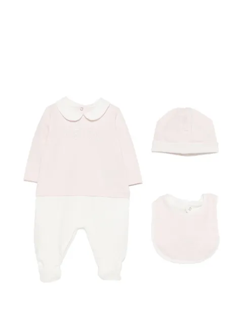 Fendi Kids logo-embroidered Peter Pan-collar babygrow set