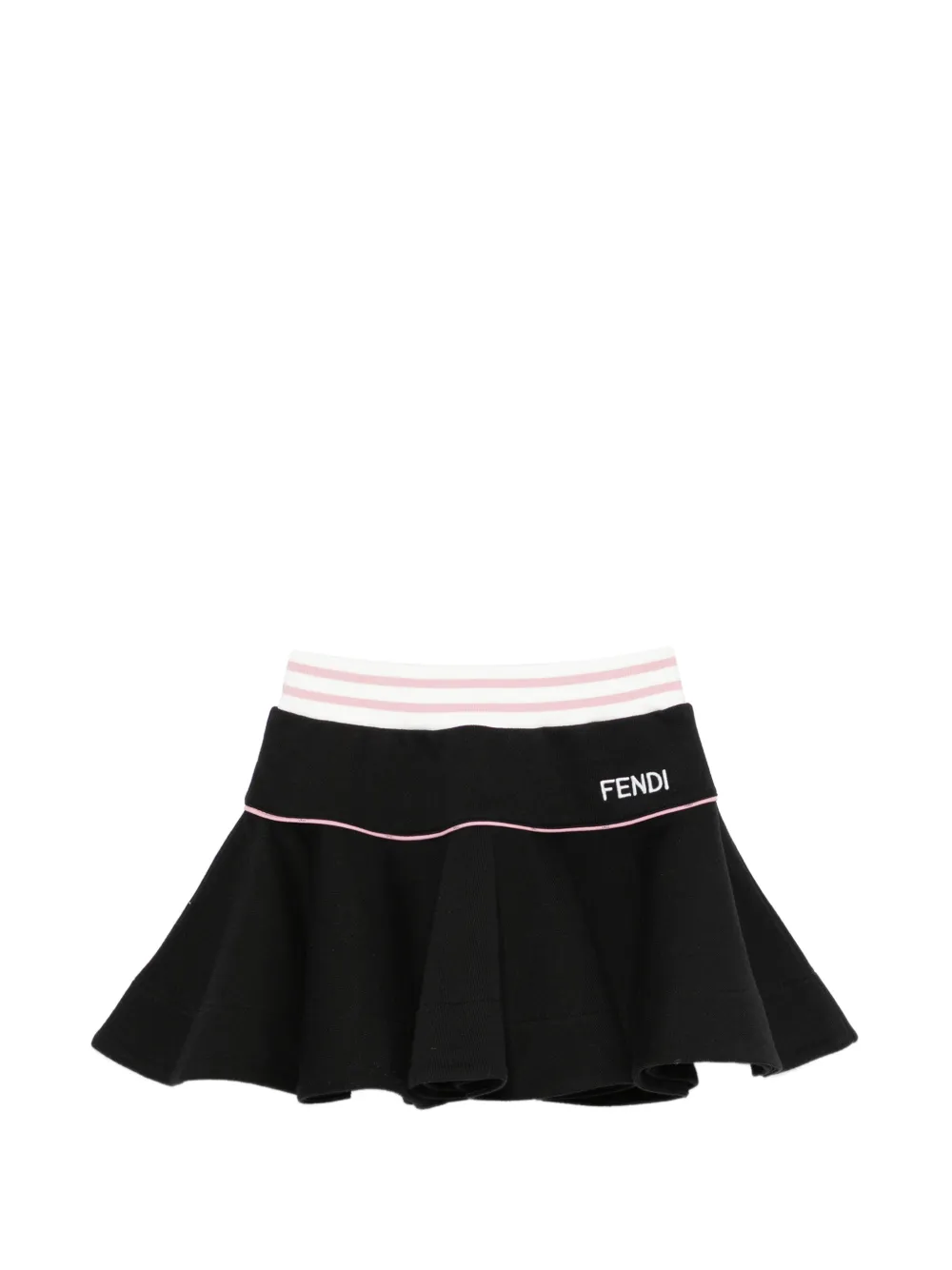 Fendi Kids logo-embroidered pleated skirt - Nero