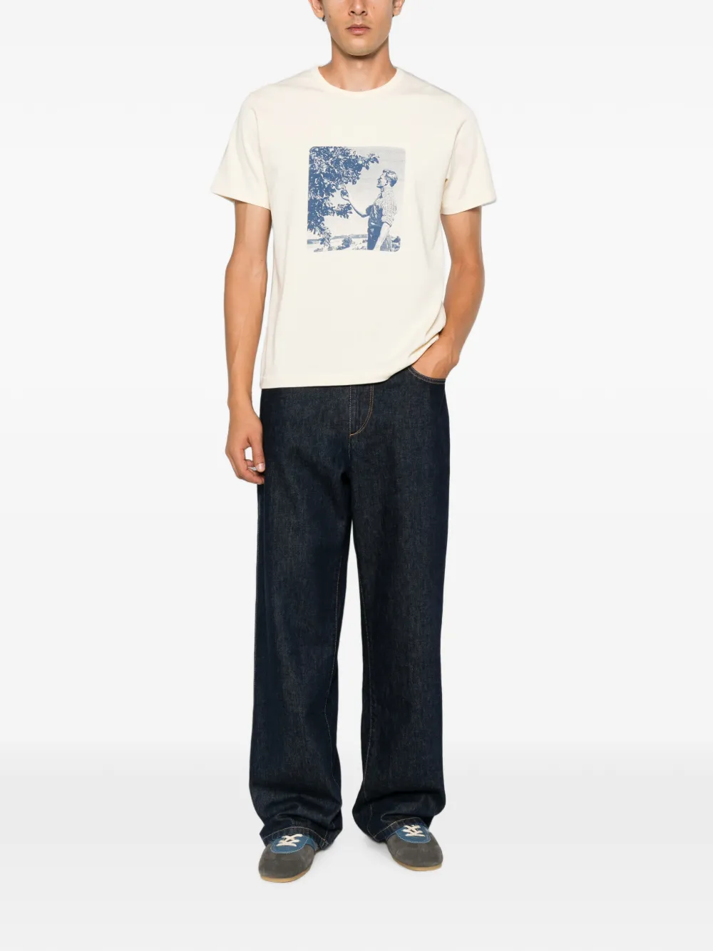 JW Anderson T-shirt met grafische print Beige