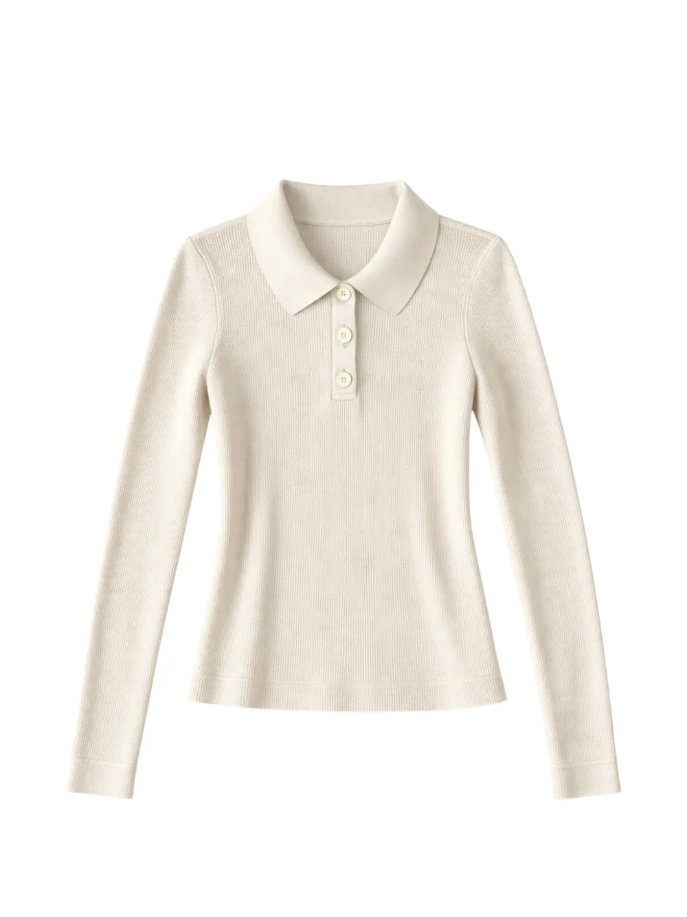 TREDICITREDICI Luciana ribbed-knit polo shirt - Toni neutri