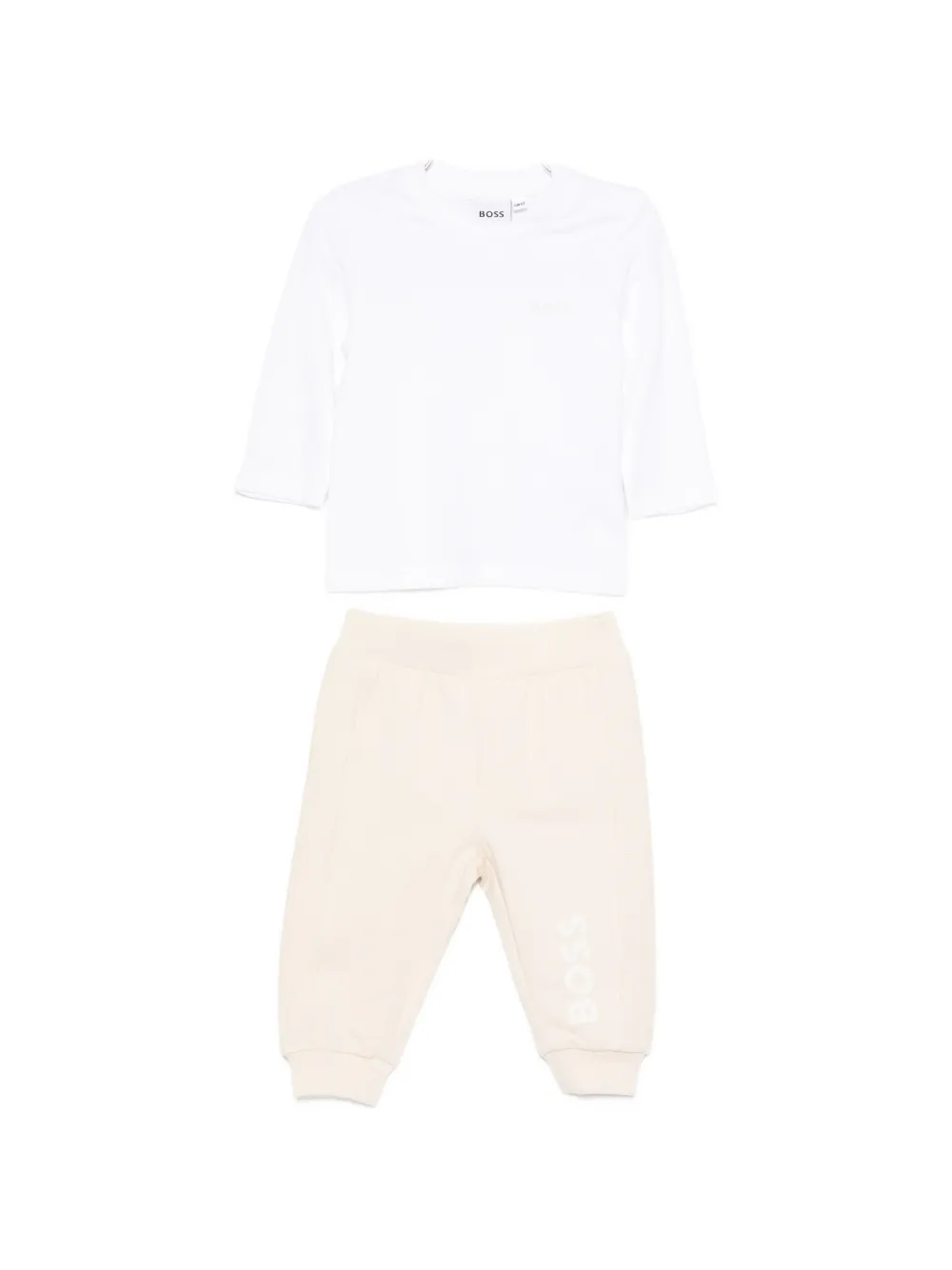 BOSS Kidswear Driedelig trainingspak met logo-print Beige