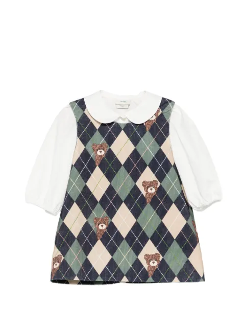 Fendi Kids argyle-pattern bear-motif shirt and dress set 