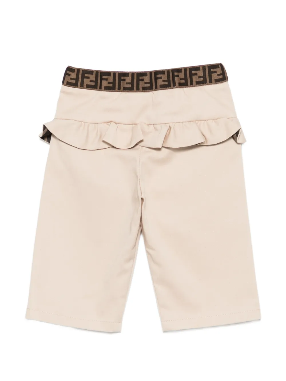 Fendi Kids Broek met ruches en logoband Beige