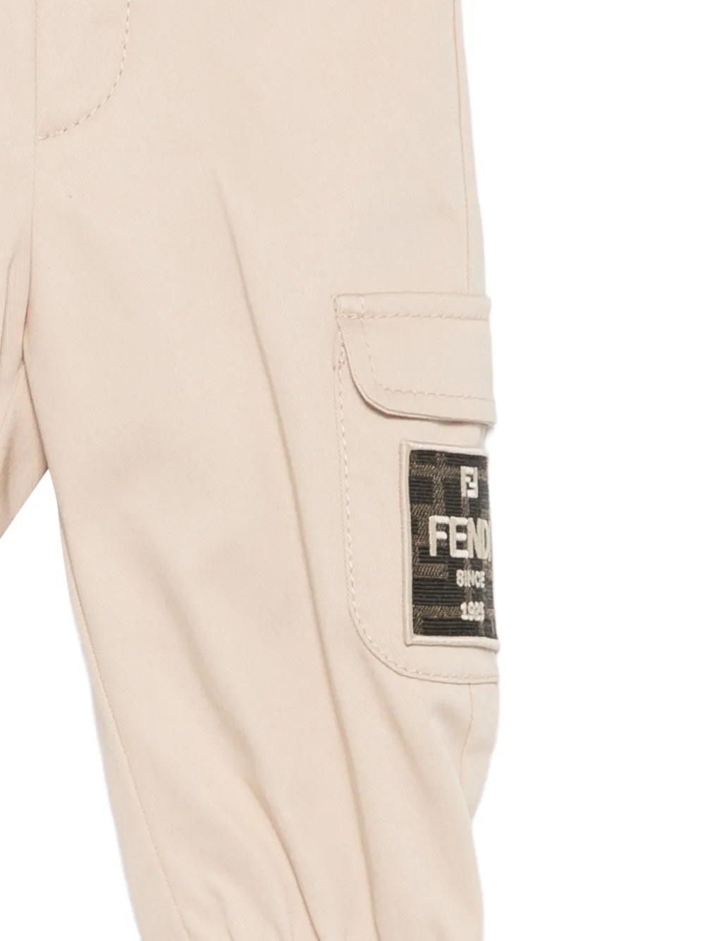 Fendi Kids Gabardine broek met logo Beige